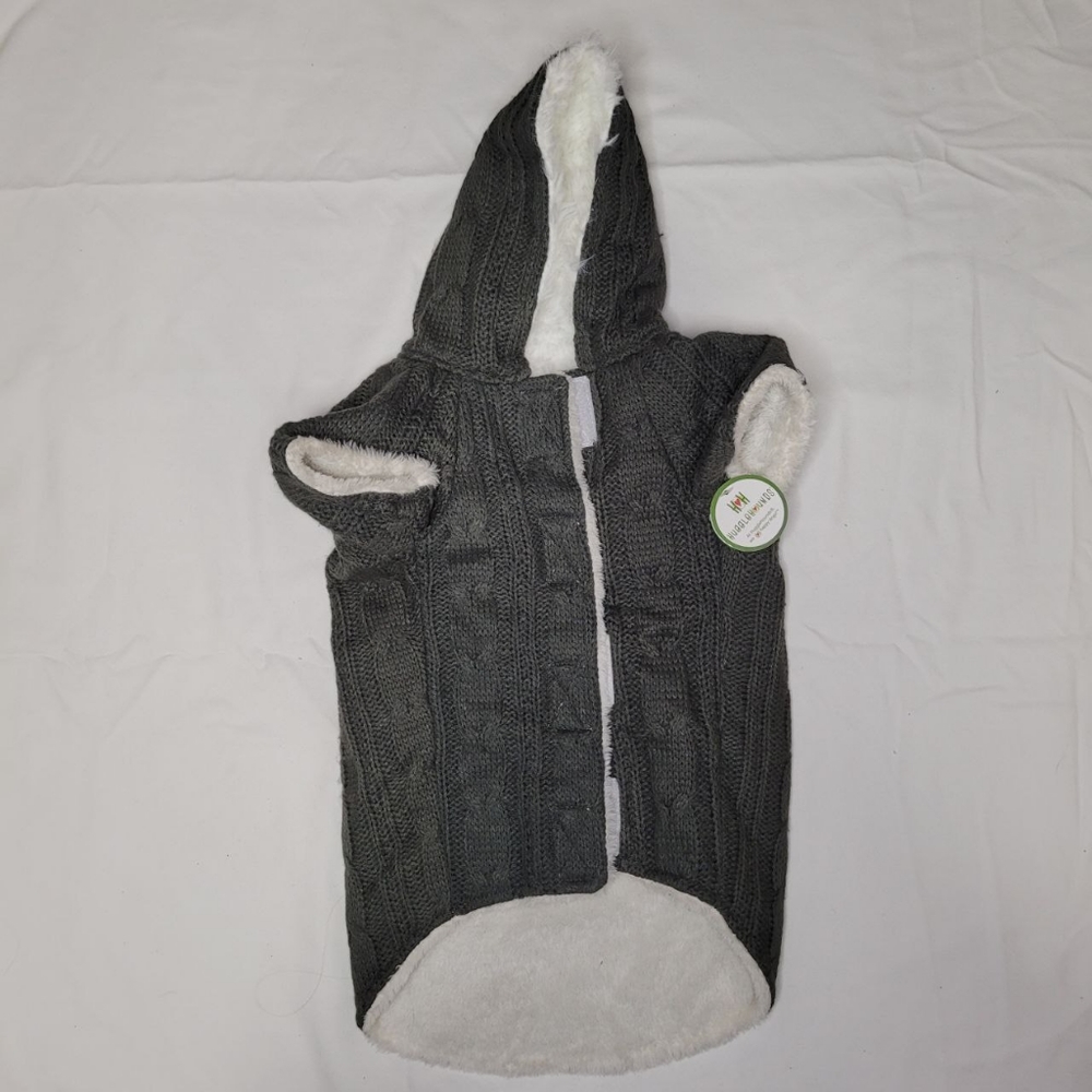 Huggle Hounds Cable Knit Dog Hoodie Jacket - Gray
